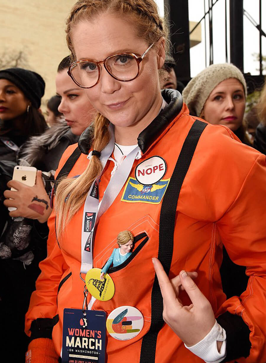 Harpoon Amy Schumer Women's March Inspired Orange Faux Leather / Real Leather Leather Jacket