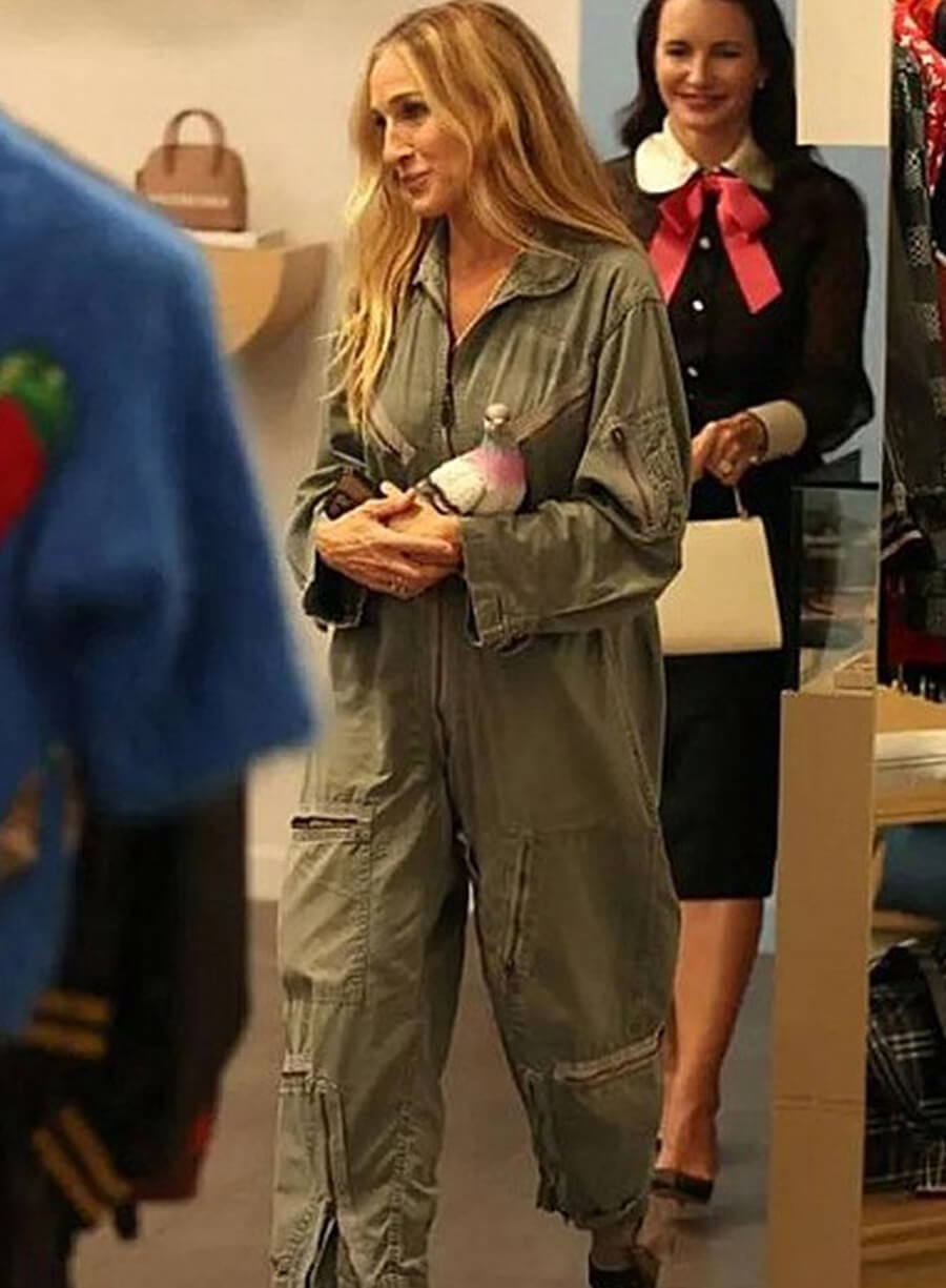 Harpoon Carrie Bradshaw Inspired Green Cotton Fabric Cotton Jacket - And Just Like That S02 Style