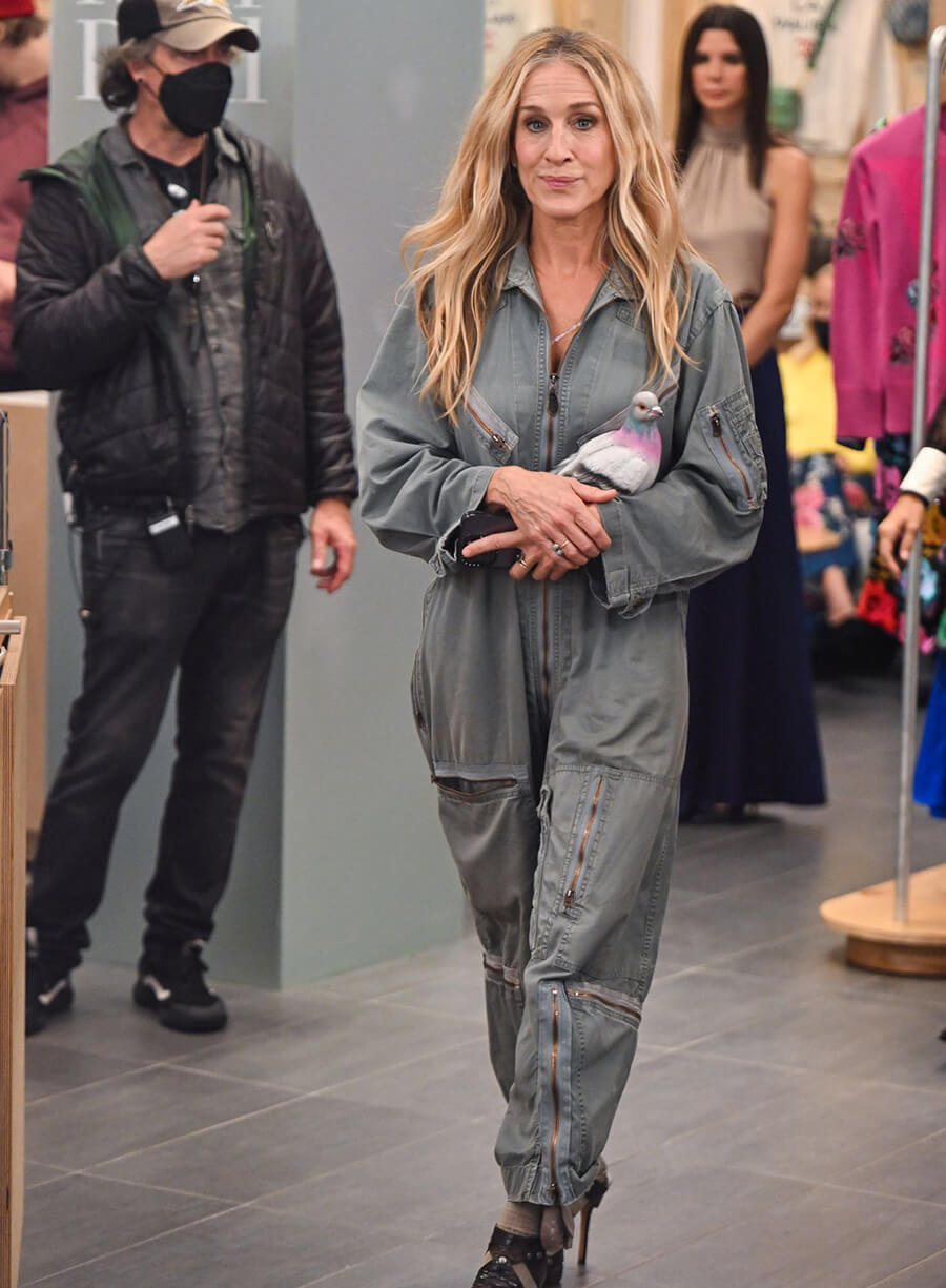 Harpoon Carrie Bradshaw Inspired Green Cotton Fabric Cotton Jacket - And Just Like That S02 Style