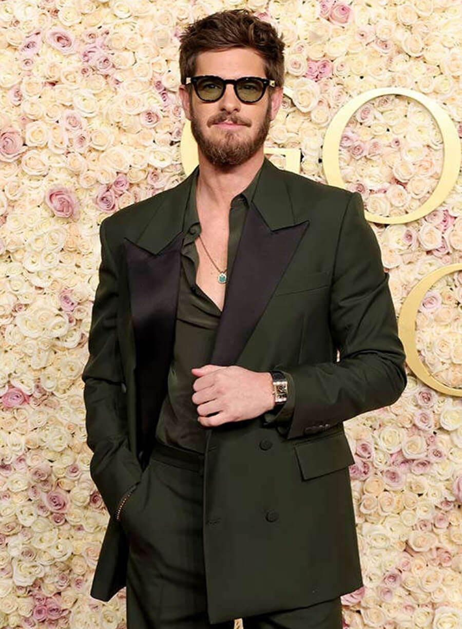 Harpoon Andrew Garfield Inspired Green Leather Jacket - Golden Globes Red Carpet 2025 Style