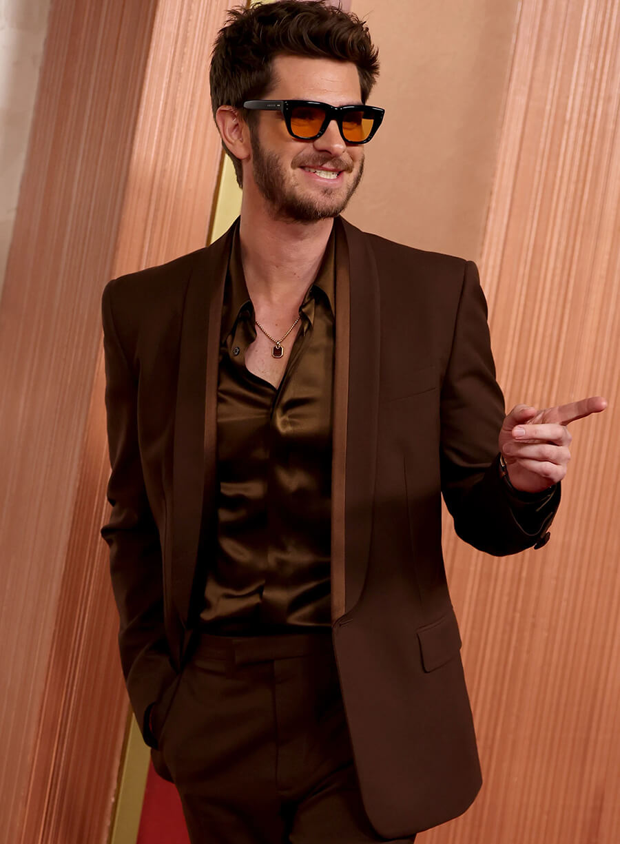 Harpoon Andrew Garfield Inspired Brown Leather Jacket - Oscars Red Carpet 2025 Style