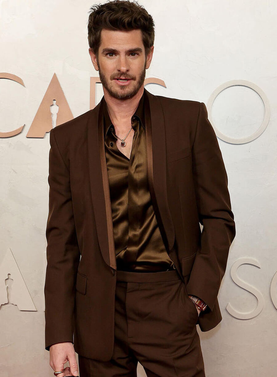 Harpoon Andrew Garfield Inspired Brown Leather Jacket - Oscars Red Carpet 2025 Style