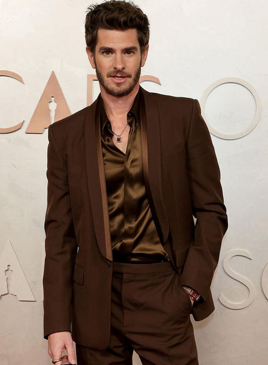 Harpoon Andrew Garfield Inspired Brown Leather Jacket - Oscars Red Carpet 2025 Style