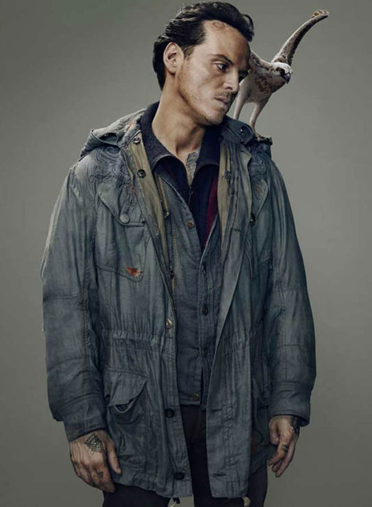 Harpoon John Perry Inspired Grey Hooded Jacket - His Dark Materials Style