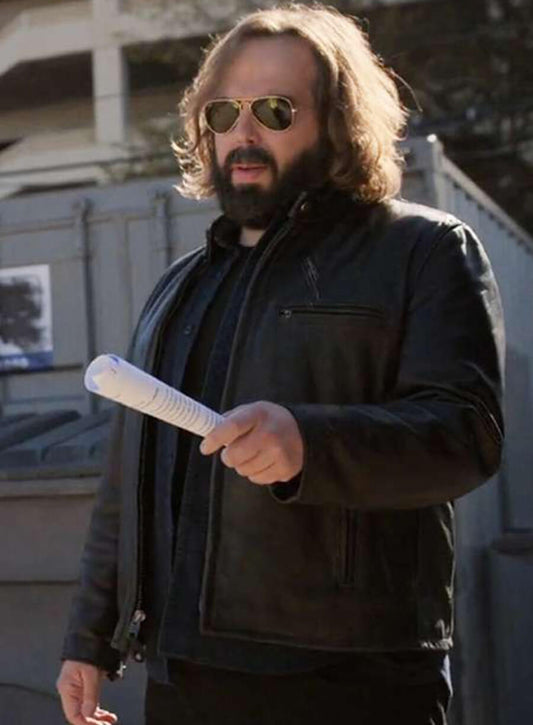 Harpoon Angus Sampson Inspired Black Leather Jacket - The Lincoln Lawyer S02 Style