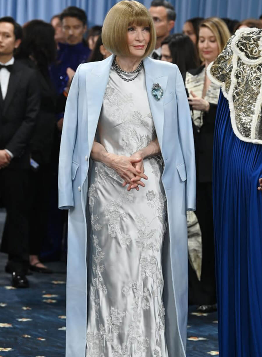 Harpoon Anna Wintour Inspired Blue Fabric Coat - Met Gala Red Carpet 2025 Style