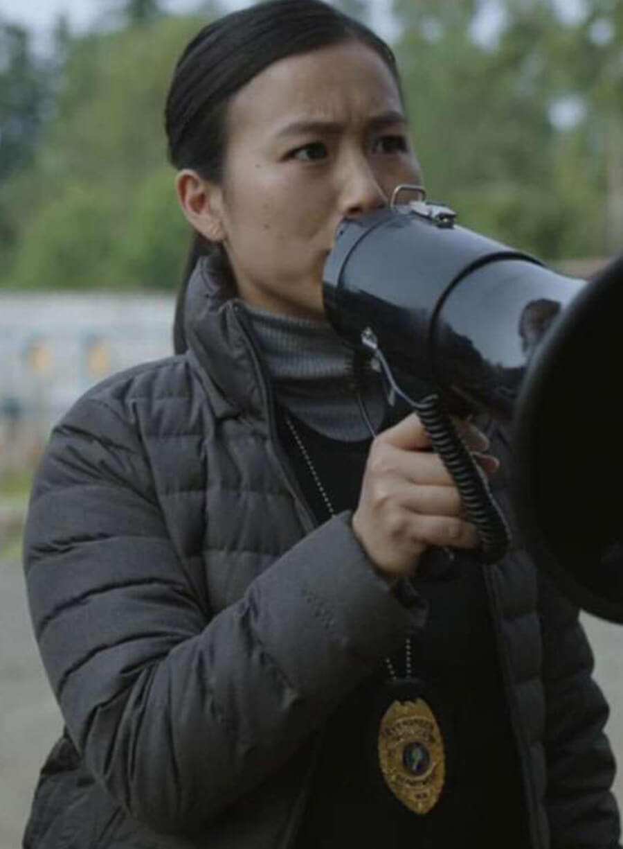 Harpoon Detective Sophie Song Inspired Grey Leather Jacket - Peacemaker Style
