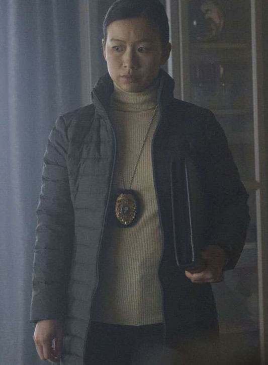 Harpoon Detective Sophie Song Inspired Grey Leather Jacket - Peacemaker Style