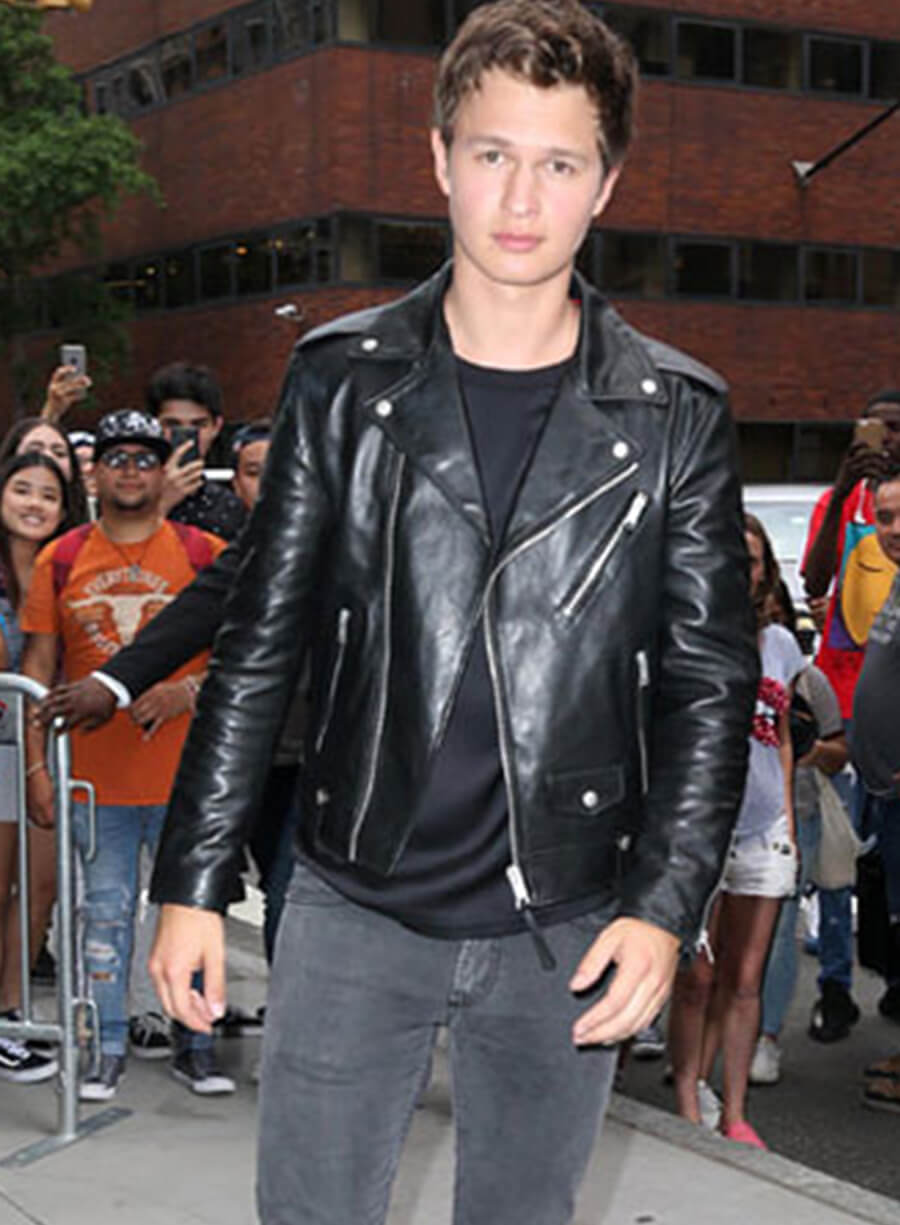 Harpoon Ansel Elgort Inspired Black Leather Jacket