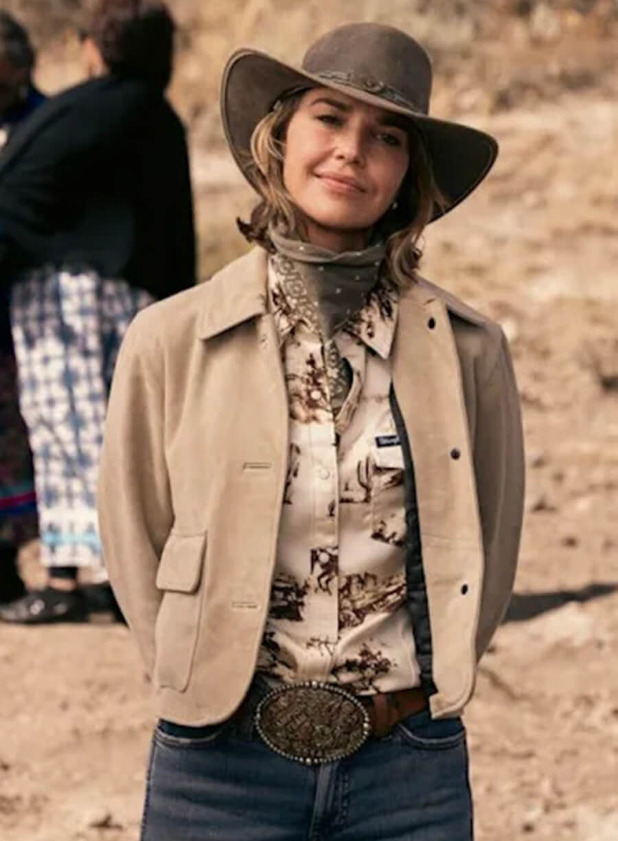 Harpoon Belle Skinner Inspired Beige Leather Jacket - Marshals 2026 Style