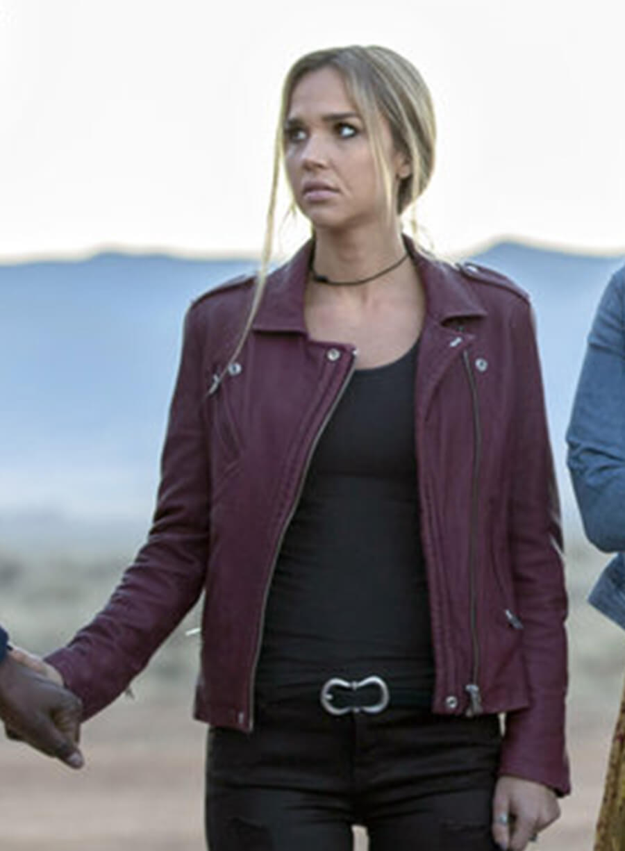 Harpoon Olivia Charity Inspired Maroon Real Leather Biker Jacket - Midnight Texas Style