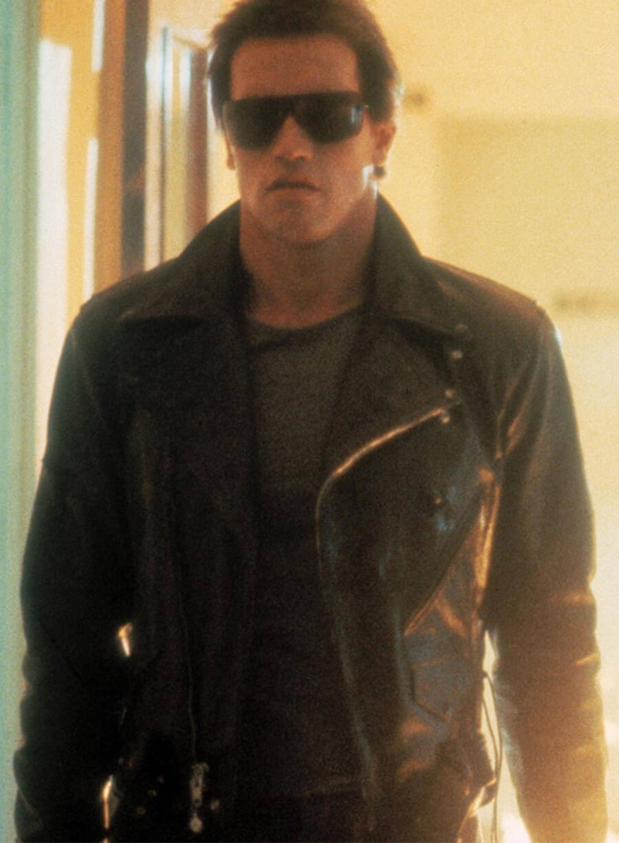 Harpoon Terminator Inspired Black Leather Jacket - The Terminator Style