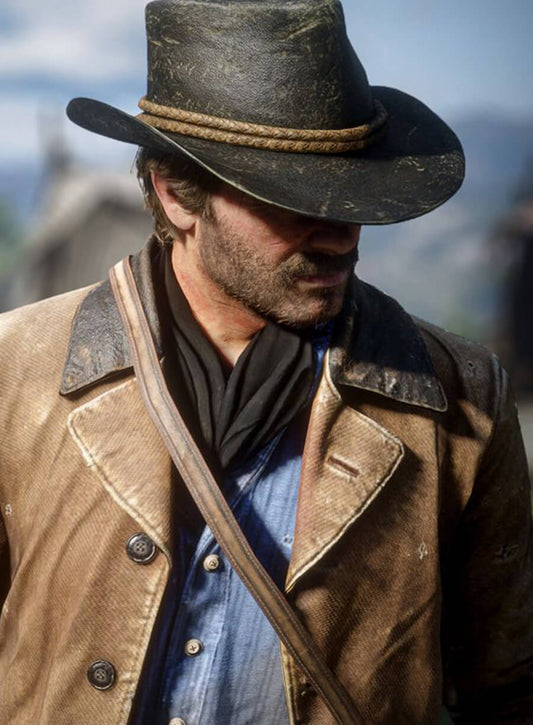 Harpoon Arthur Morgan Inspired Tan-Brown Leather Jacket - Red Dead Redemption 2 Style