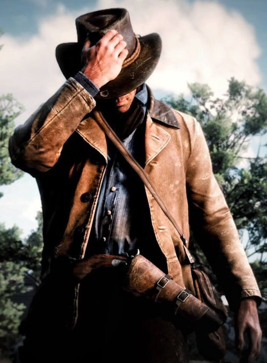 Harpoon Arthur Morgan Inspired Tan-Brown Leather Jacket - Red Dead Redemption 2 Style