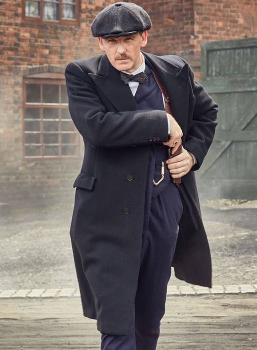 Harpoon Arthur Shelby Inspired Black Wool Coat - Peaky Blinders Style