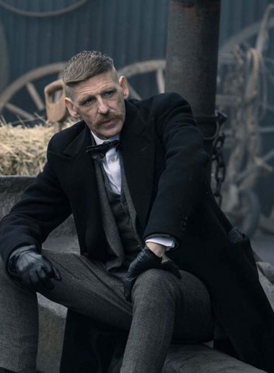Harpoon Arthur Shelby Inspired Black Wool Coat - Peaky Blinders Style