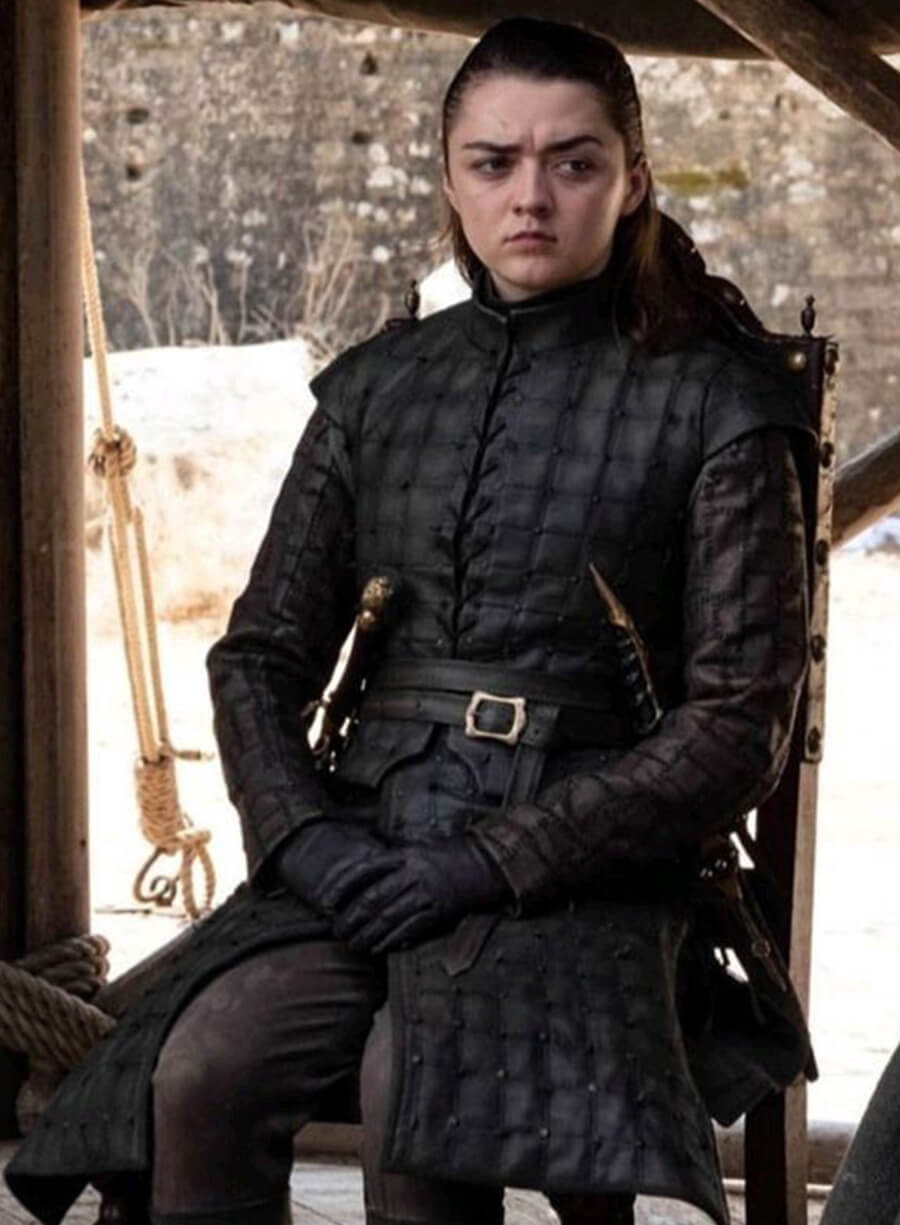 Harpoon Arya Stark Inspired Brown Real Leather Coat - Game Of Thrones Style