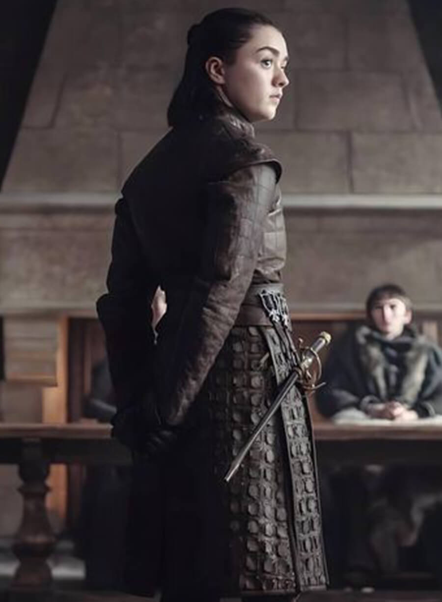 Harpoon Arya Stark Inspired Brown Real Leather Coat - Game Of Thrones Style