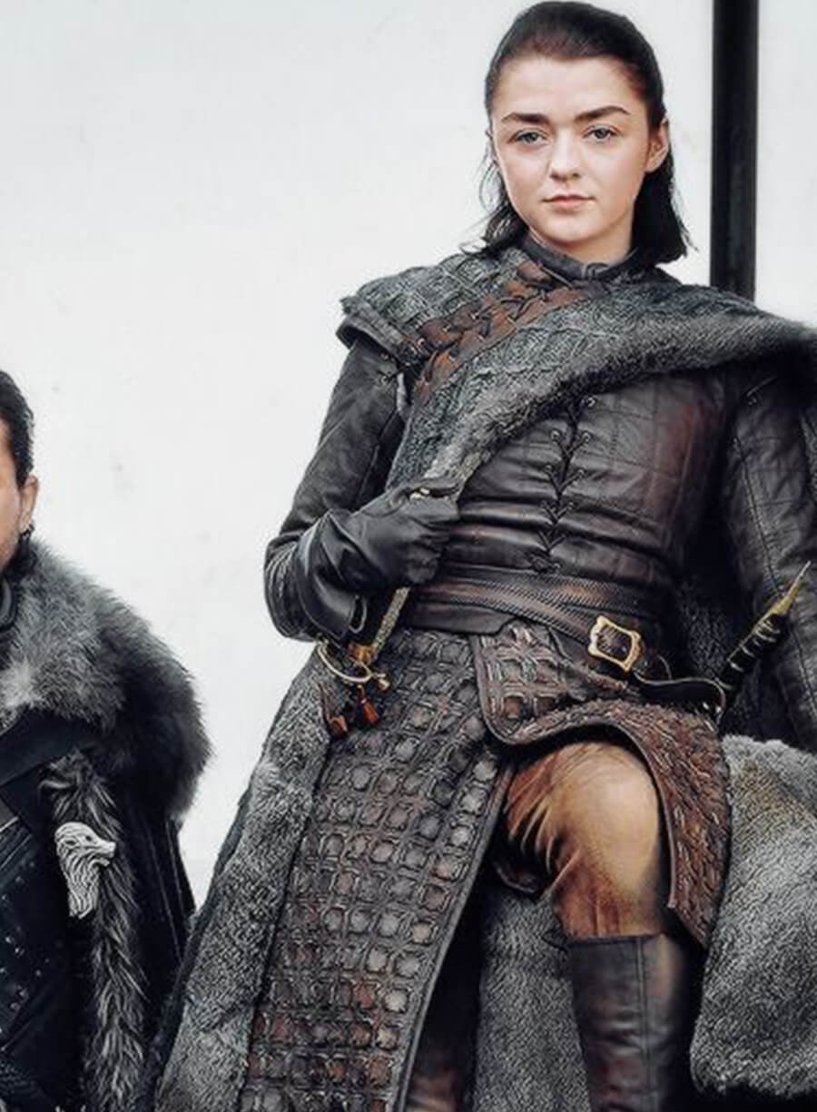 Harpoon Arya Stark Inspired Brown Real Leather Coat - Game Of Thrones Style