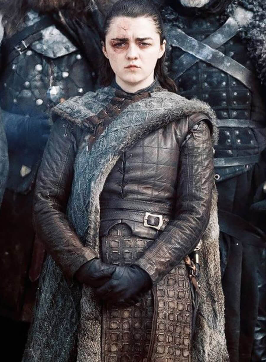 Harpoon Arya Stark Inspired Brown Real Leather Coat - Game Of Thrones Style