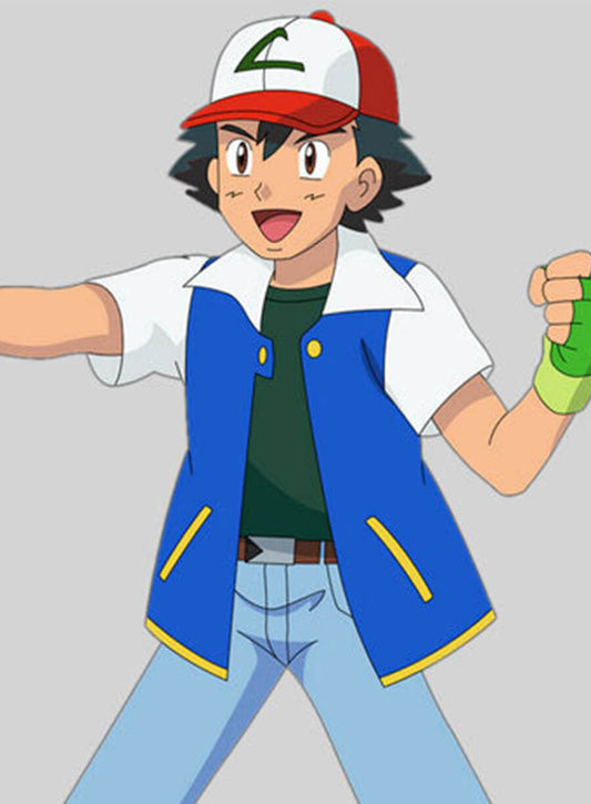 Harpoon Ash Ketchum Inspired Blue Leather Jacket - Pokemon Style