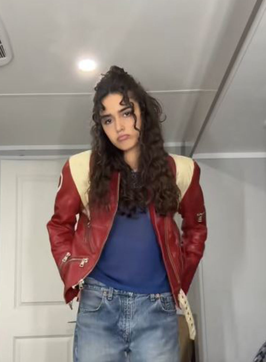 Harpoon Noah Inspired Red and Golden Leather Jacket - My Fault London 2025 Style