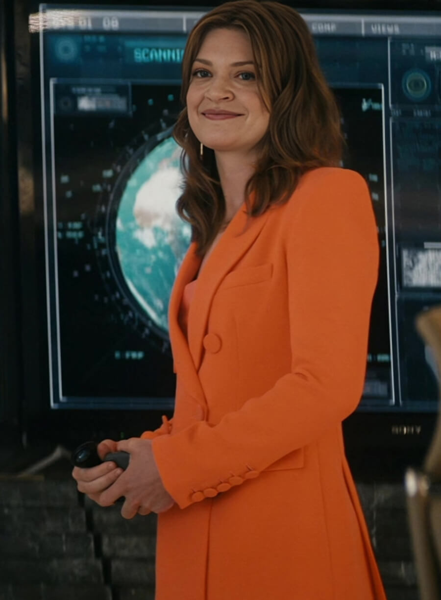 Harpoon Ashley Barrett Inspired Orange Suiting Fabric Leather Jacket