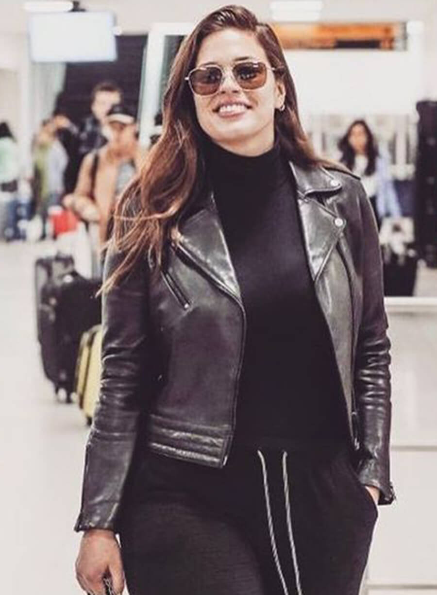 Harpoon Ashley Graham Inspired Black Real Leather Biker Jacket