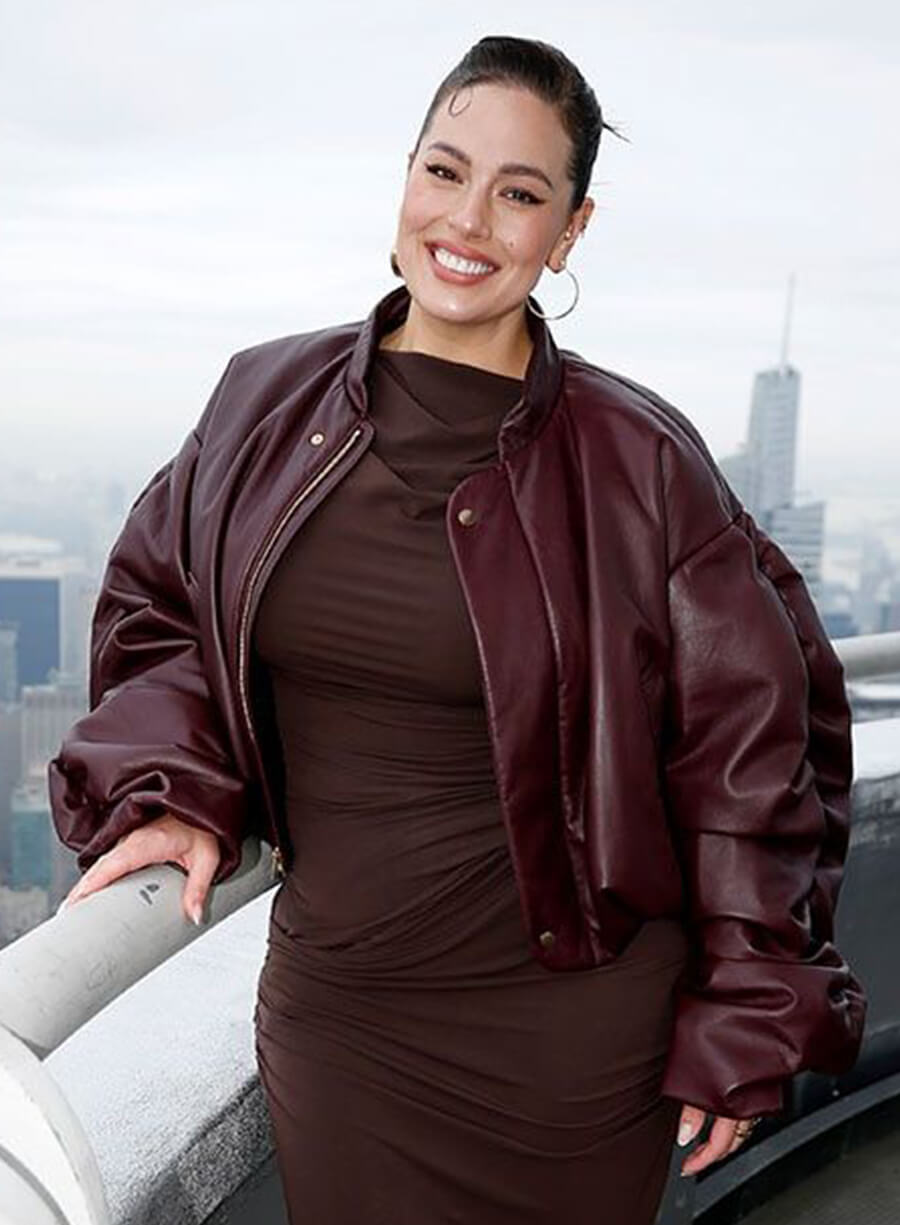 Harpoon Ashley Graham Burgundy Inspired Burgundy Real Leather Leather Jacket