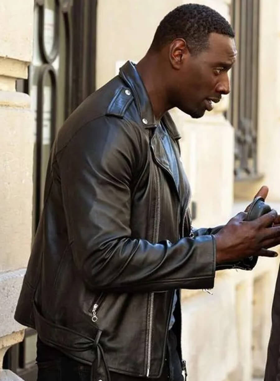 Harpoon Assane Diop Inspired Black Leather Jacket - Lupin Style