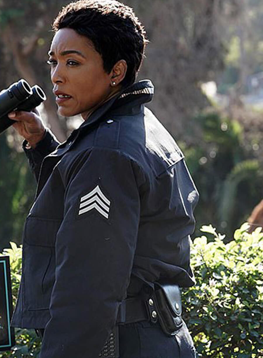 Harpoon Athena Grant Inspired Black Leather Jacket - 9-1-1 Style