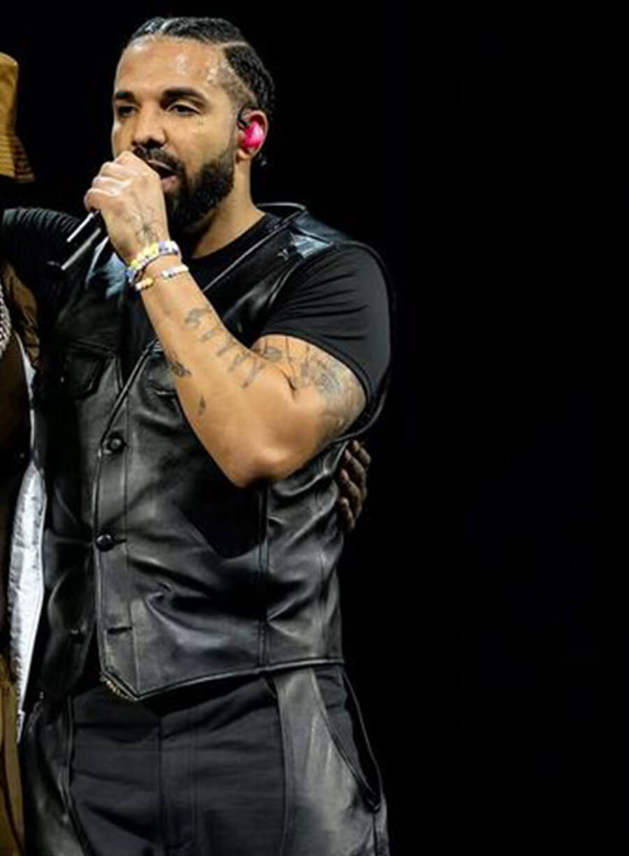 Harpoon Aubrey Drake Graham Inspired Black Leather Jacket - Wireless Festival 2025 Style