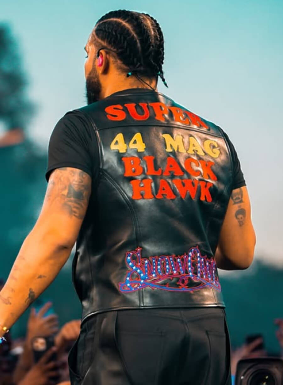 Harpoon Aubrey Drake Graham Inspired Black Leather Jacket - Wireless Festival 2025 Style