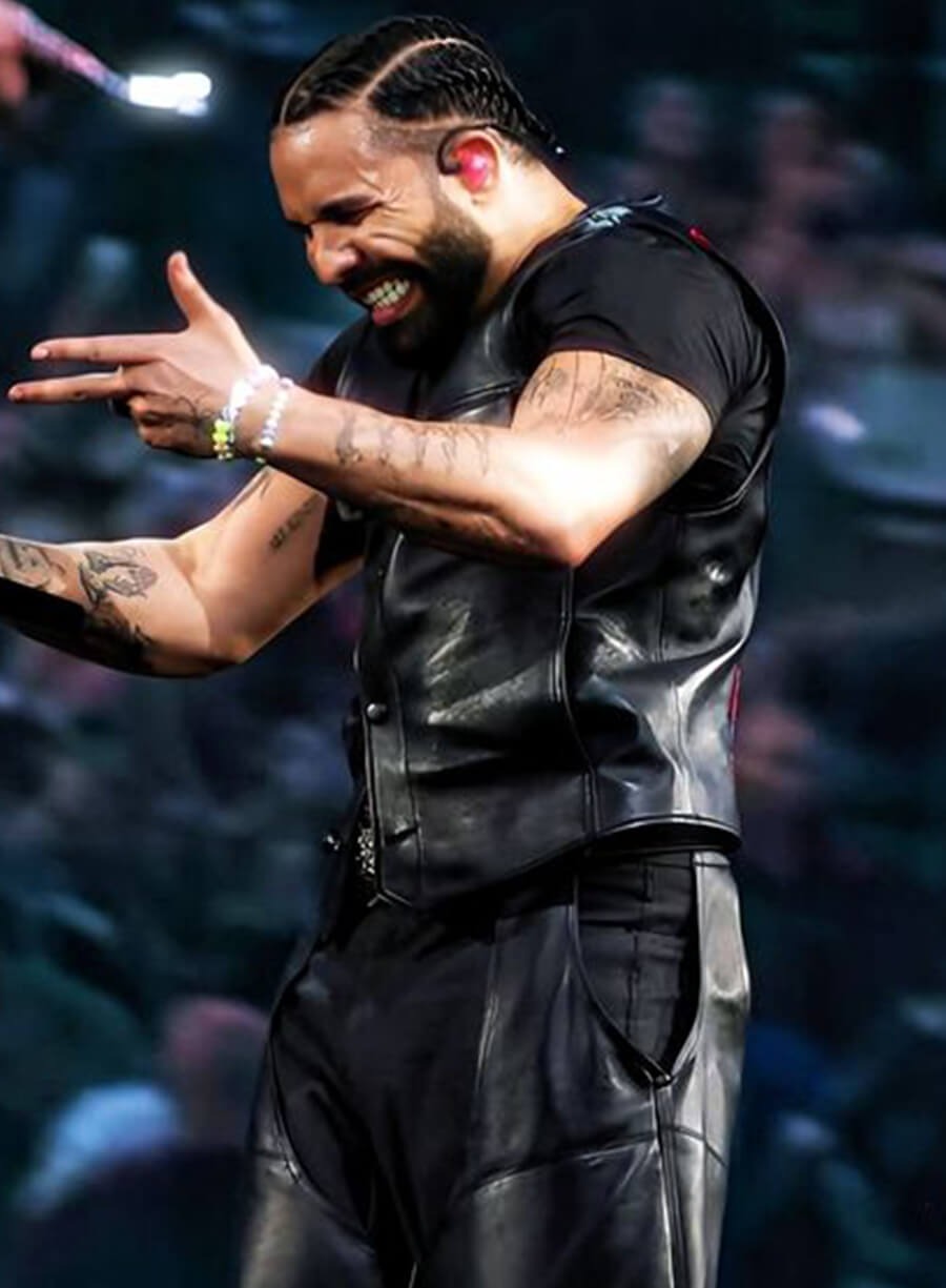 Harpoon Aubrey Drake Graham Inspired Black Leather Jacket - Wireless Festival 2025 Style