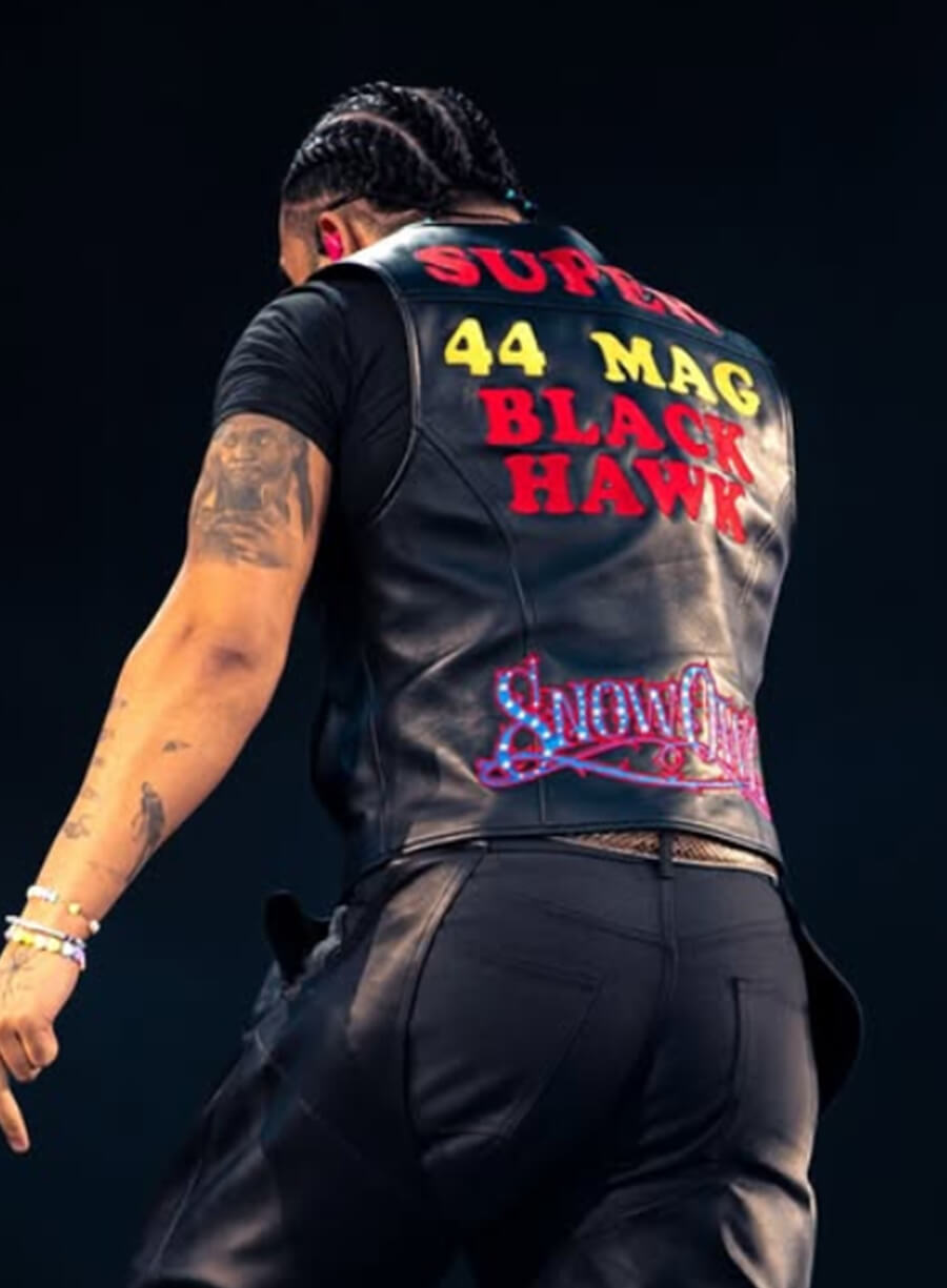 Harpoon Aubrey Drake Graham Inspired Black Leather Jacket - Wireless Festival 2025 Style