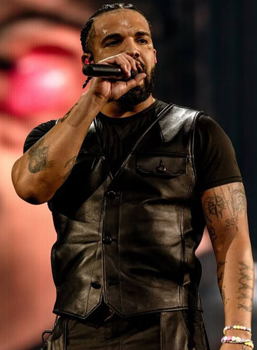 Harpoon Aubrey Drake Graham Inspired Black Leather Jacket - Wireless Festival 2025 Style
