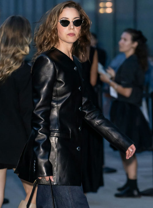 Harpoon Aubrey Plaza Inspired Black Leather Jacket