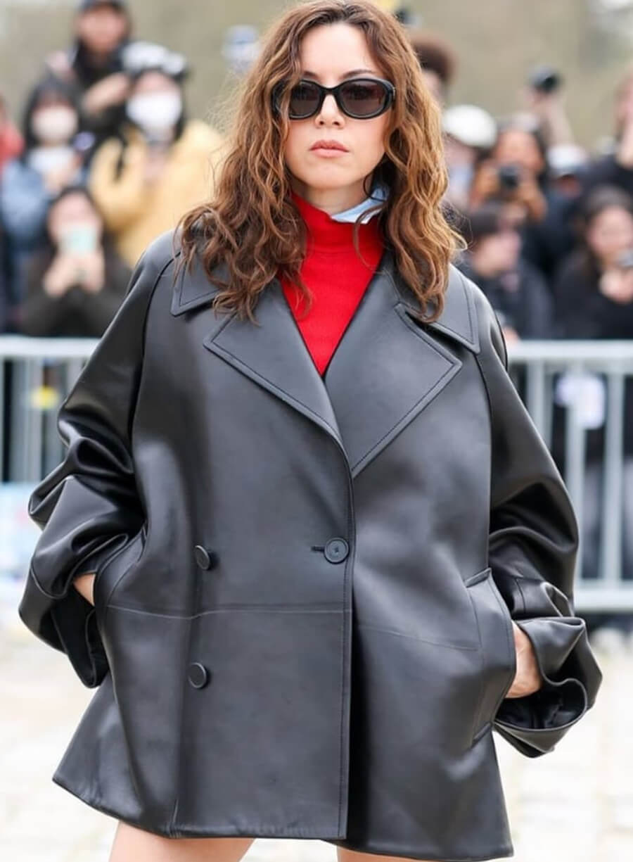 Harpoon Aubrey Plaza Paris Fashion Inspired Black Leather Jacket