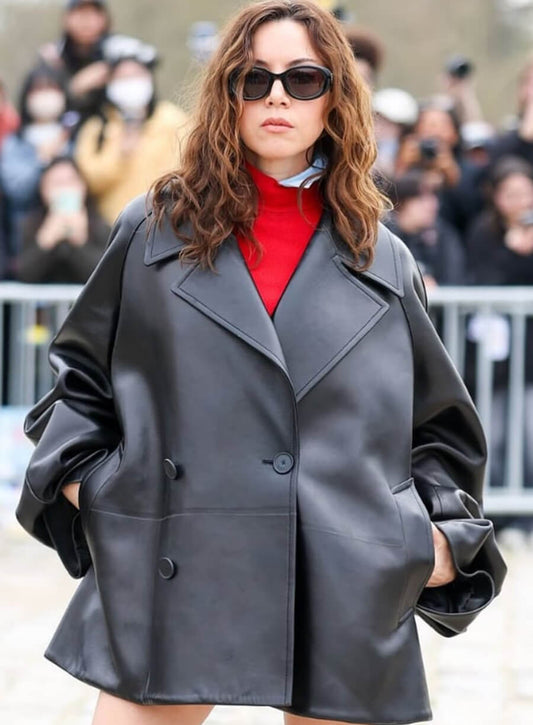 Harpoon Aubrey Plaza Paris Fashion Inspired Black Leather Jacket