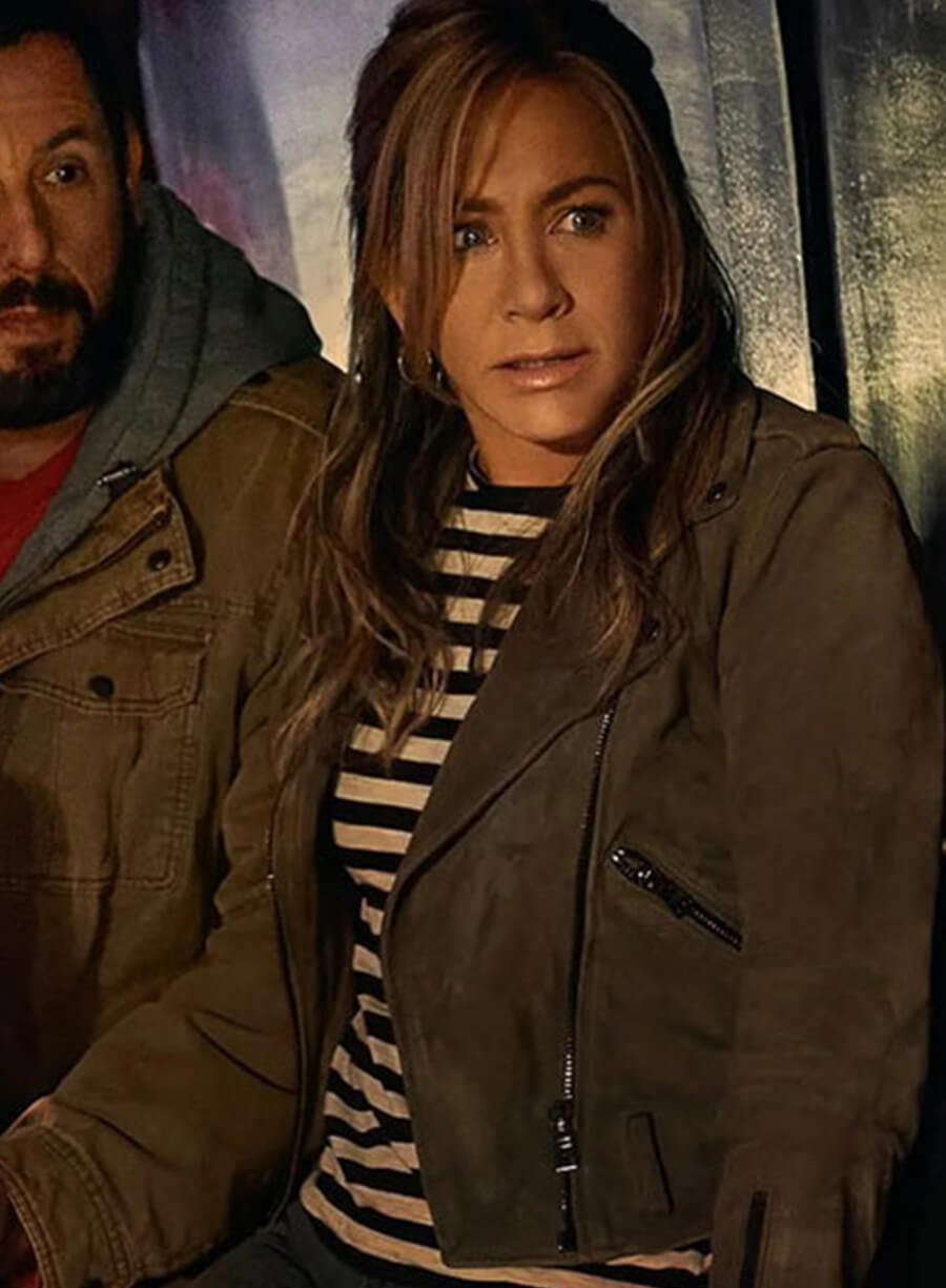 Harpoon Audrey Spitz Inspired Green Leather Jacket - Murder Mystery 2 Style
