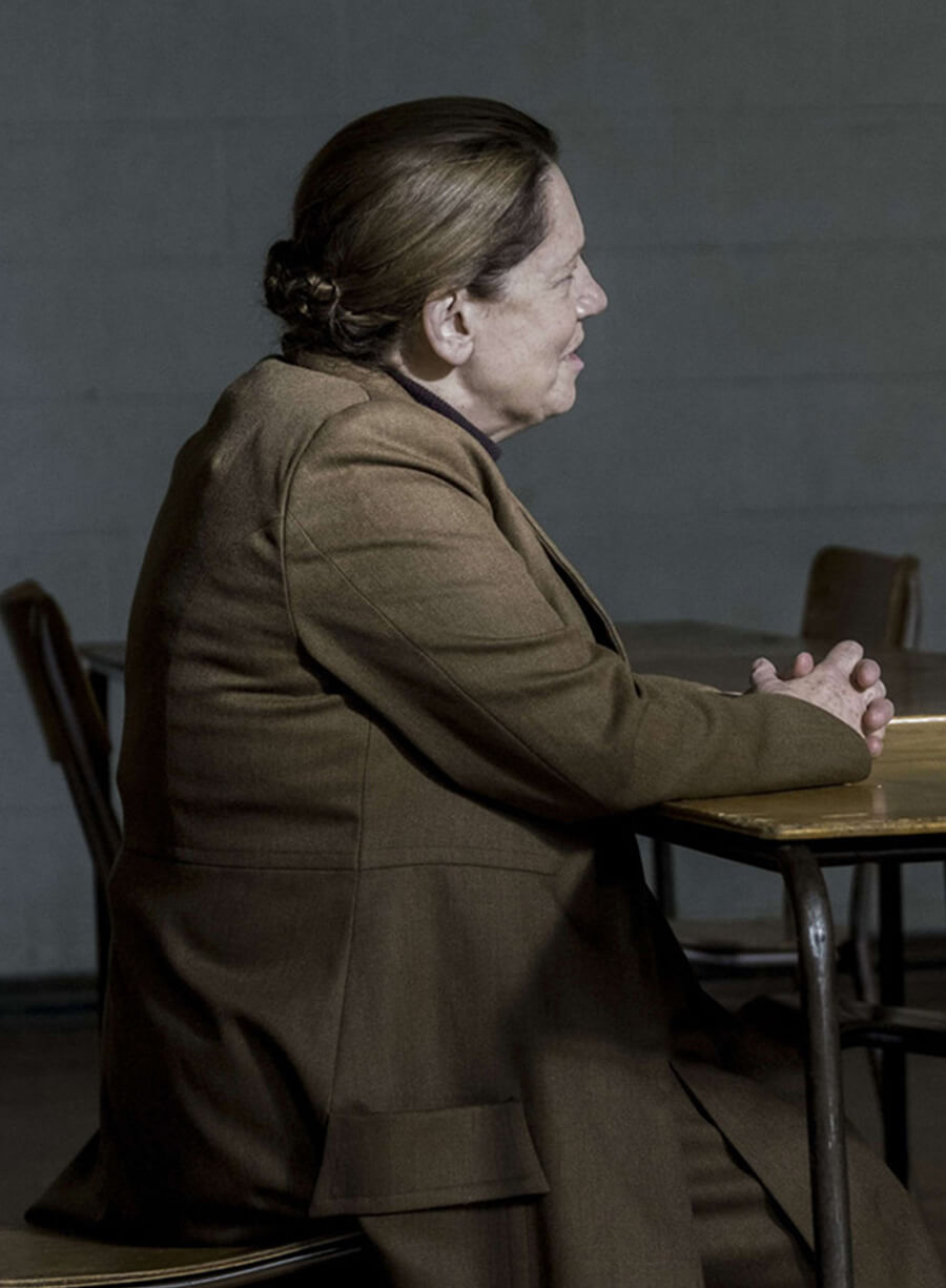 Harpoon Aunt Lydia Clements Inspired Brown Wool Fabric Coat - The Handmaid's Tale Style