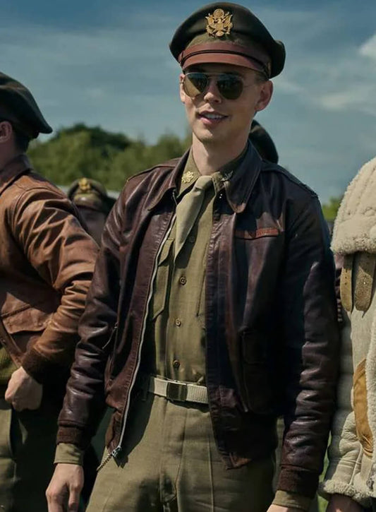 Harpoon Major Gale Cleven Inspired Brown Leather Jacket - Masters Of The Air Style