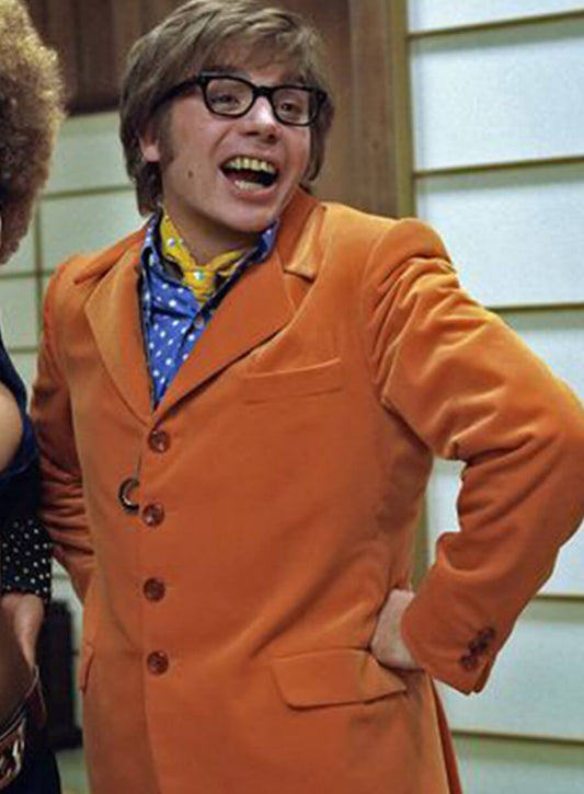 Harpoon Mike Myers Inspired Orange Leather Jacket - Austin Powers Style
