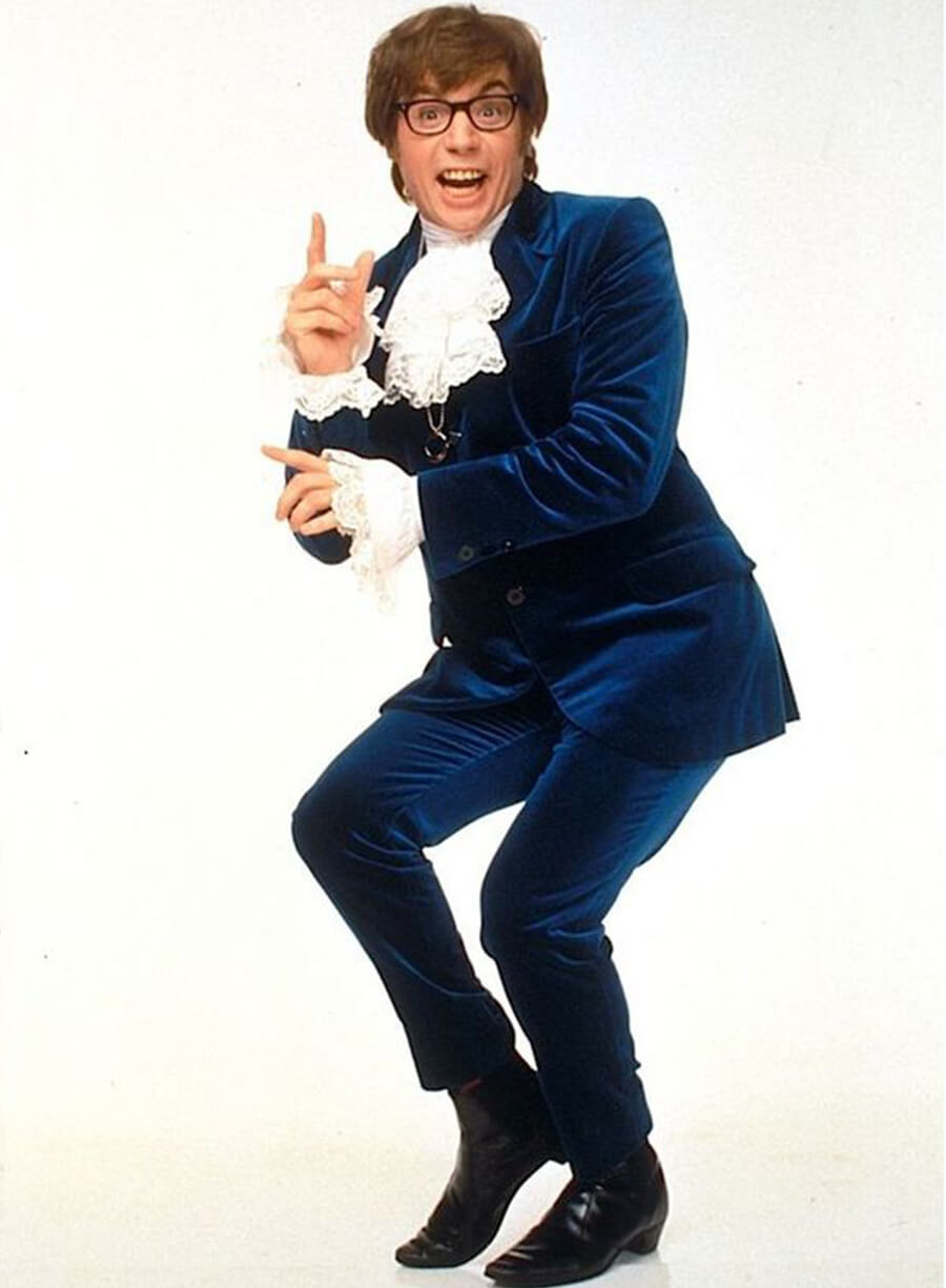 Harpoon Mike Myers Inspired Blue Velvet Trouser Leather Jacket - Austin Powers Style