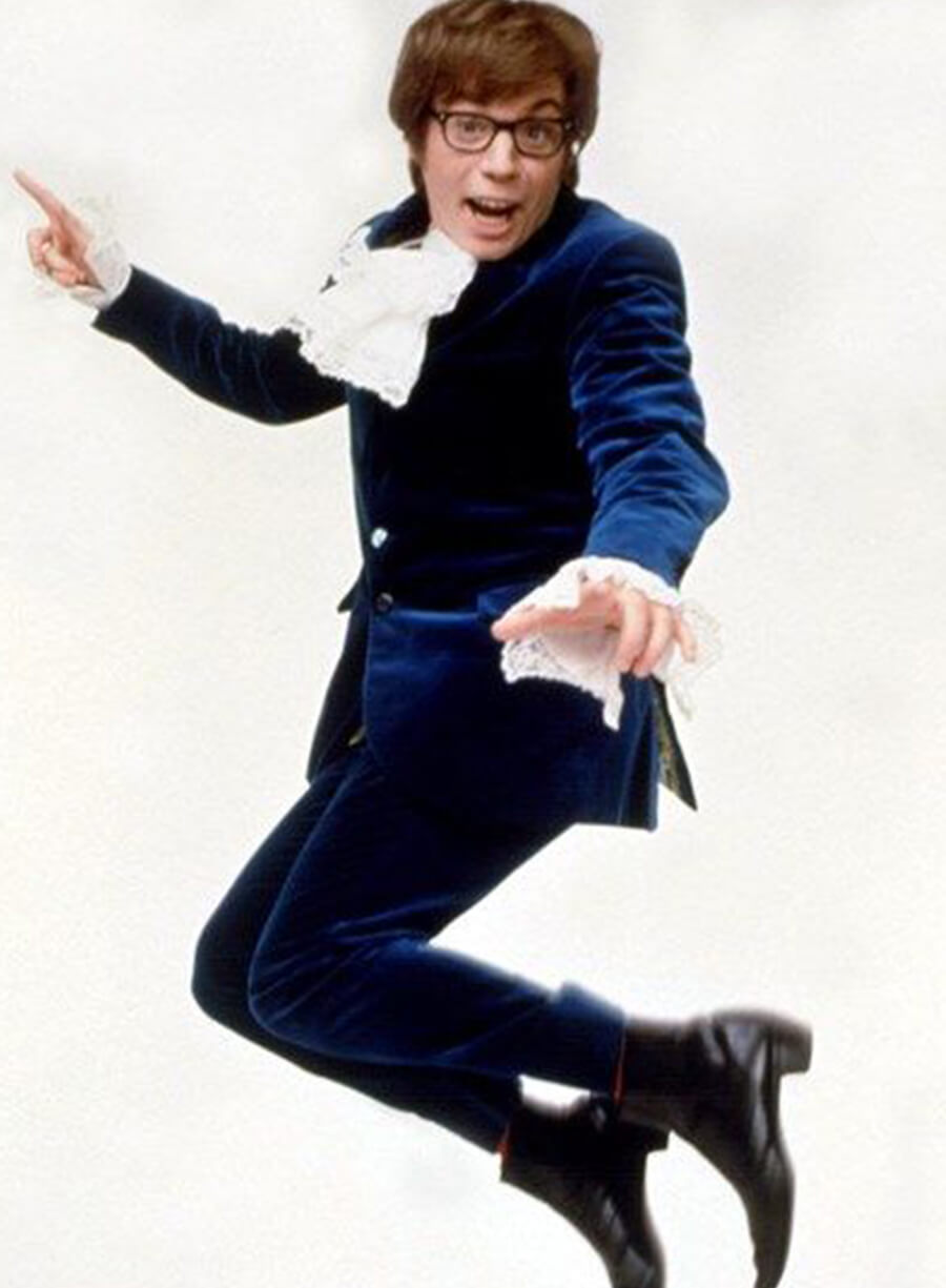 Harpoon Mike Myers Inspired Blue Velvet Trouser Leather Jacket - Austin Powers Style