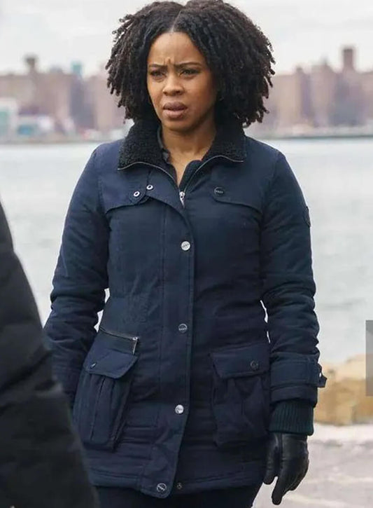 Harpoon Ayanna Inspired Blue Leather Jacket - Law & Order Style