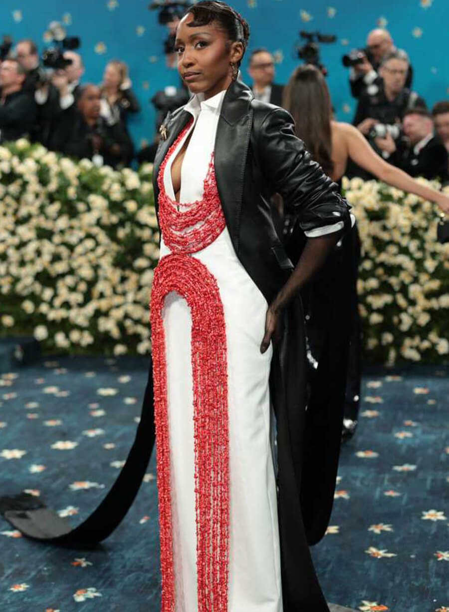 Harpoon Ayo Edebiri Inspired Black Real Leather Coat - Met Gala 2025 Style