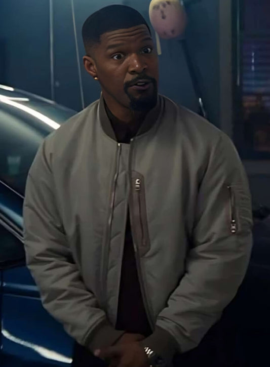 Harpoon Jamie Foxx Inspired Grey Bomber Jacket