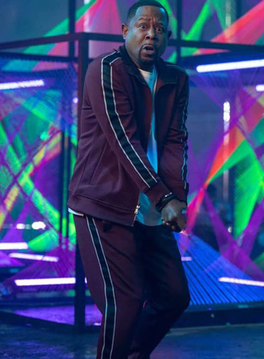 Harpoon Marcus Miles Burnett Inspired Maroon Fleece Fabric Leather Jacket - Bad Boys Ride or Die Style