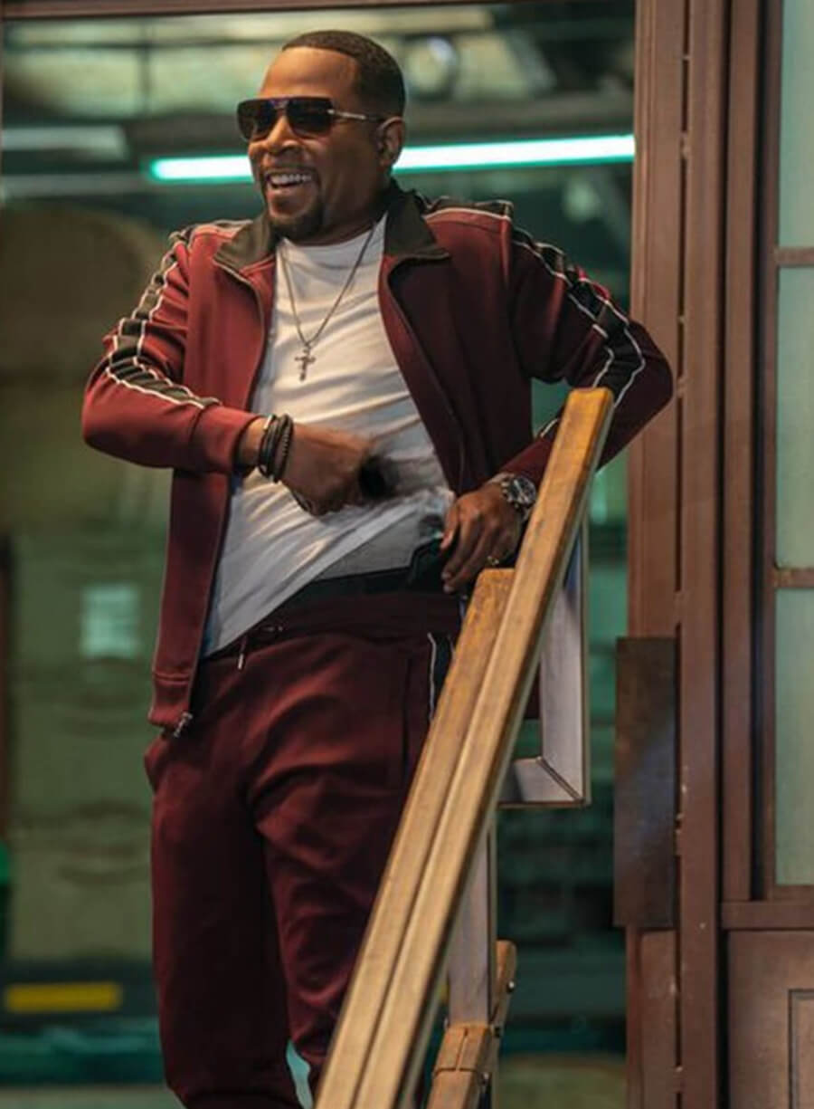 Harpoon Marcus Miles Burnett Inspired Maroon Fleece Fabric Leather Jacket - Bad Boys Ride or Die Style